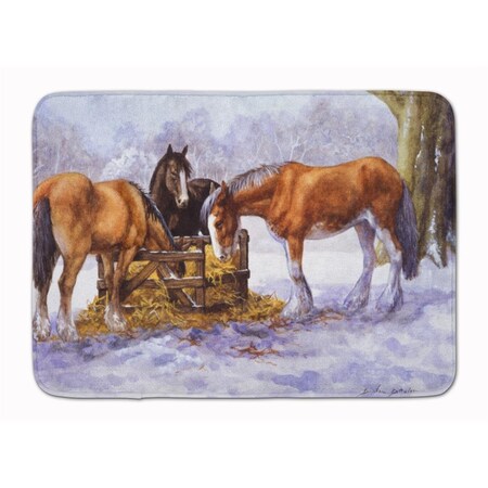 Carolines Treasures Horses eating Hay in the Snow Machine Washable Memory Foam Mat BDBA0297RUG